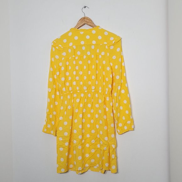 Crown & Ivy NEW Yellow White Polka Dot Dress A-Line Lightweight Midi Small NWT - Picture 7 of 13